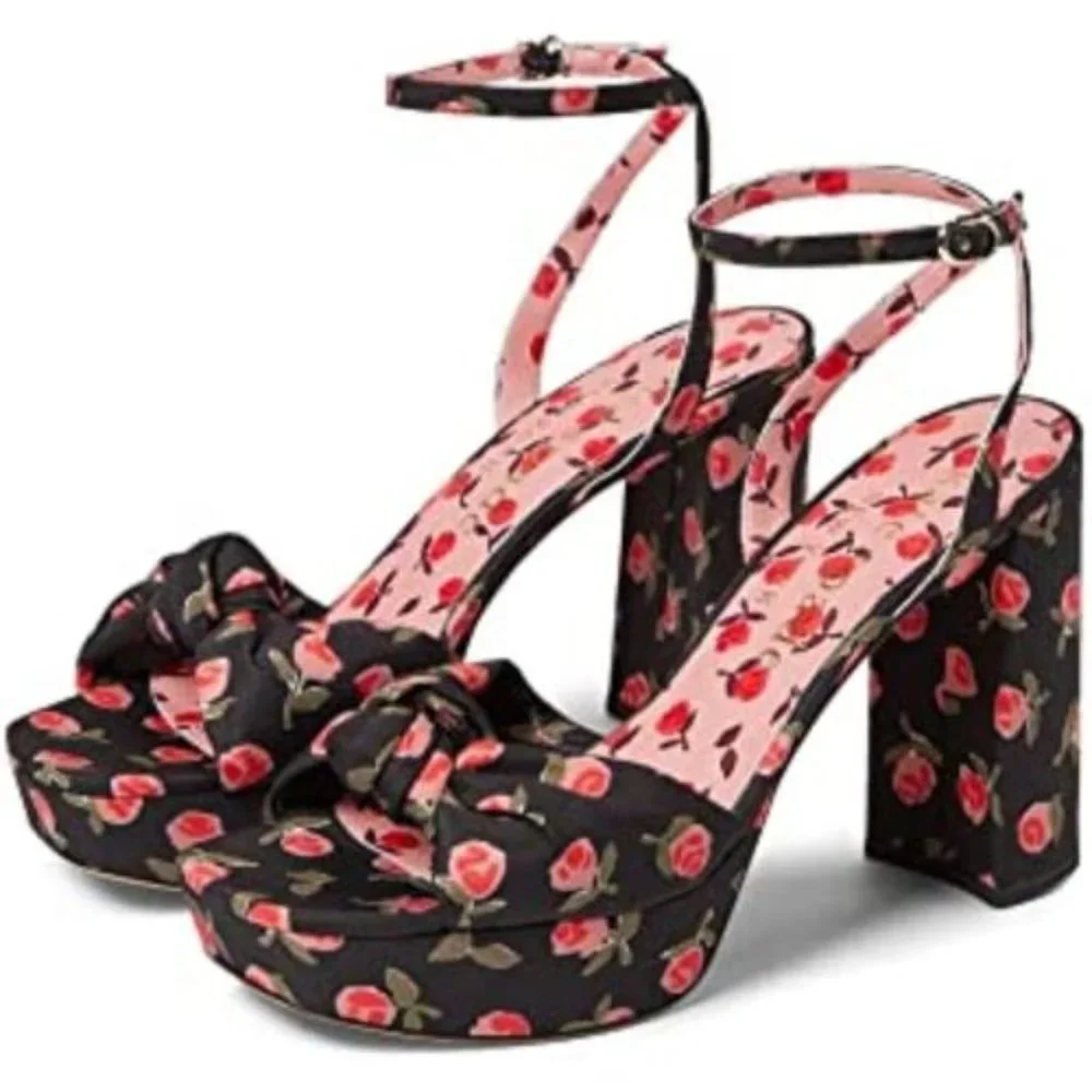 NWOB Kate Spade New York Confetti Ditsy Rose Print Platform Heel Sandal